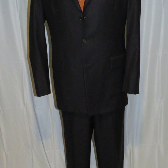 Rocco Ciccarelli Custom Tailoring Dark Blue Striped Three Button Suit 40L - Picture 2 of 14